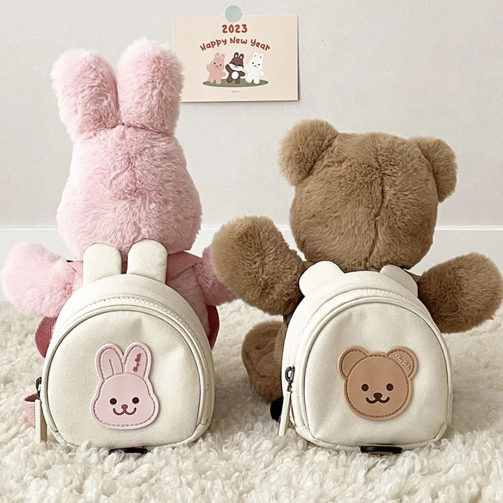 Canvas Baby Backpacks Kindergarten School Bag Bear Bunny Korean Antilost Kids Bags for Girls Boys Children Travel 260311