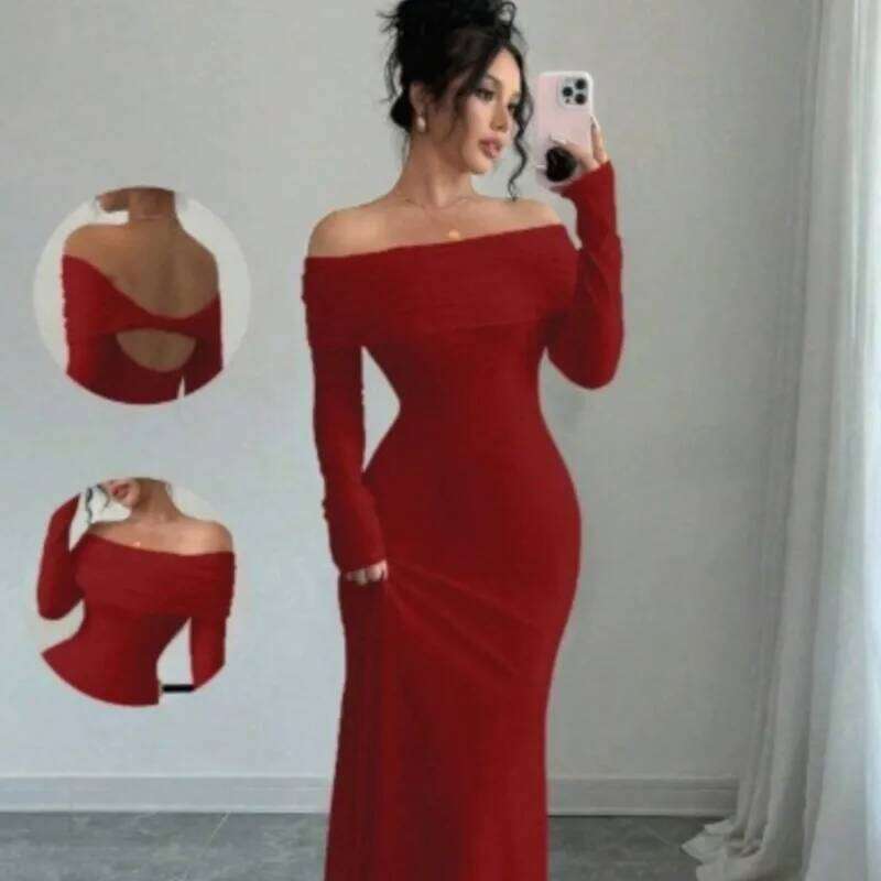 Women's Fashion White Wedding Dress Spring Autumn One-shoulder Slim Backless Sexy Hip-pack Dresses For Women Robe Femal Vestidos C260312