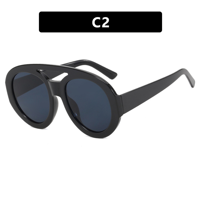 Oversized Toad shaped Sunglasses Double Beam Double Beam Fashion Contrast Cross border Sunglasses Instagram Internet Celebrity Sunglasses Women