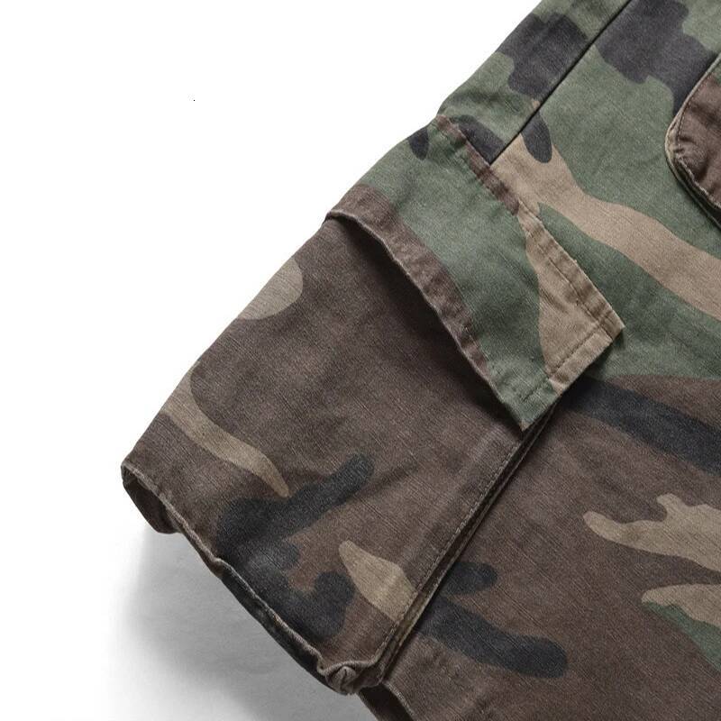 Summer Men's Camouflage Multi-pocket Elastic Waist Military Camo Cargo Shorts Male