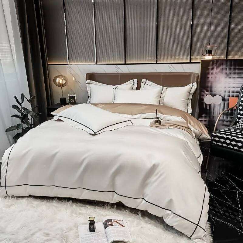 White Gray Egyptian Cotton Hotel Duvet Cover set 600TC Long Staple Silky Soft and Easy Case Bedding Set Bed Sheet Pillowcases H260312