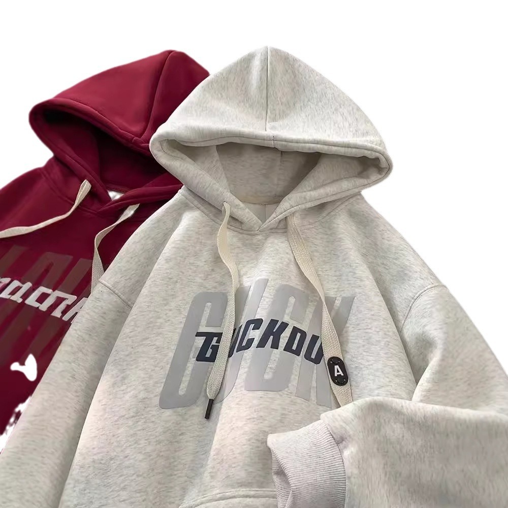 250g Heavyweight Stiff Wine Red Sweatshirt Men's Spring And Autumn Style Trendy Brand Youth Designer Hoodie Autumn And Winter Fleece Hooded Jacke