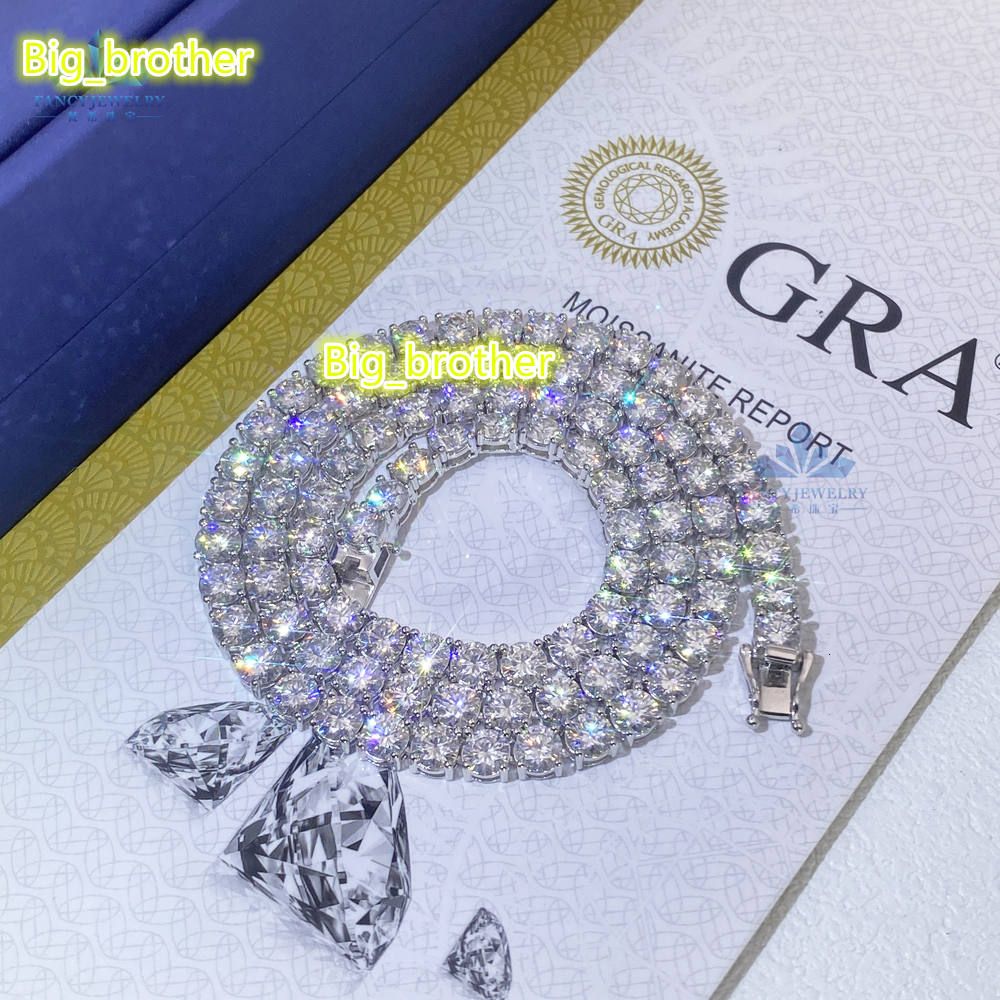 Factory Direct Sale Mens Womens Premium S925 Silver Iced Tennis Chain 6-24inch Moissanite Necklace Moissanite Necklace