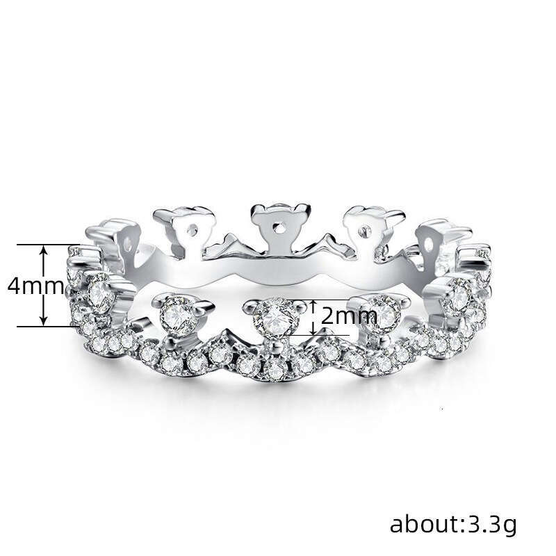 Fashion Luxury Diamond Rings for Women Princess Small Crown Elegant Wave Stacking Ring