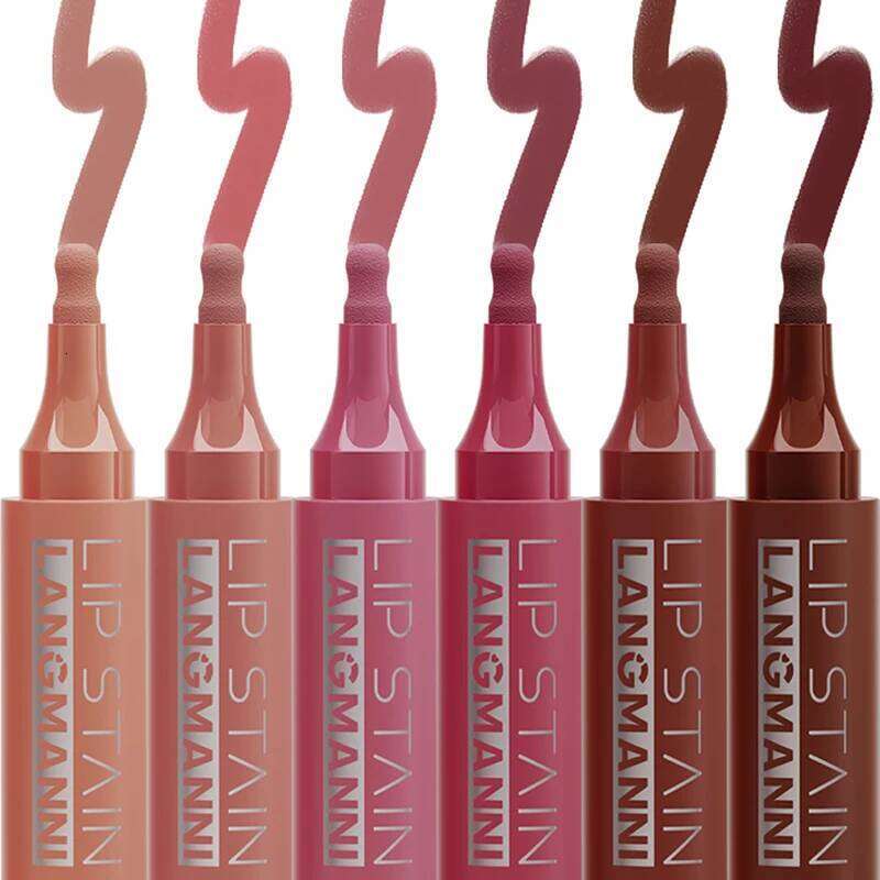 Dark Liquid Dye Liner Pen Waterproof Matte Velvet Lipstick Sexy Red Brown Tint Shape Correction Lip Makeup Women W260311