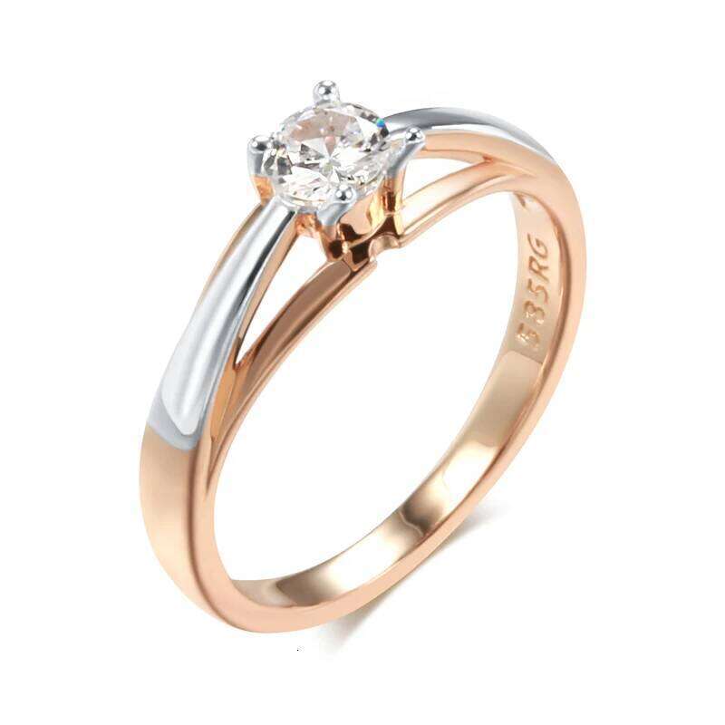 Kinel Hot Bride Wedding Rings Luxury 585 Rose Gold Silver Color Mix Natural Zircon Setting Slim Design Daily Jewelry For Women H260312