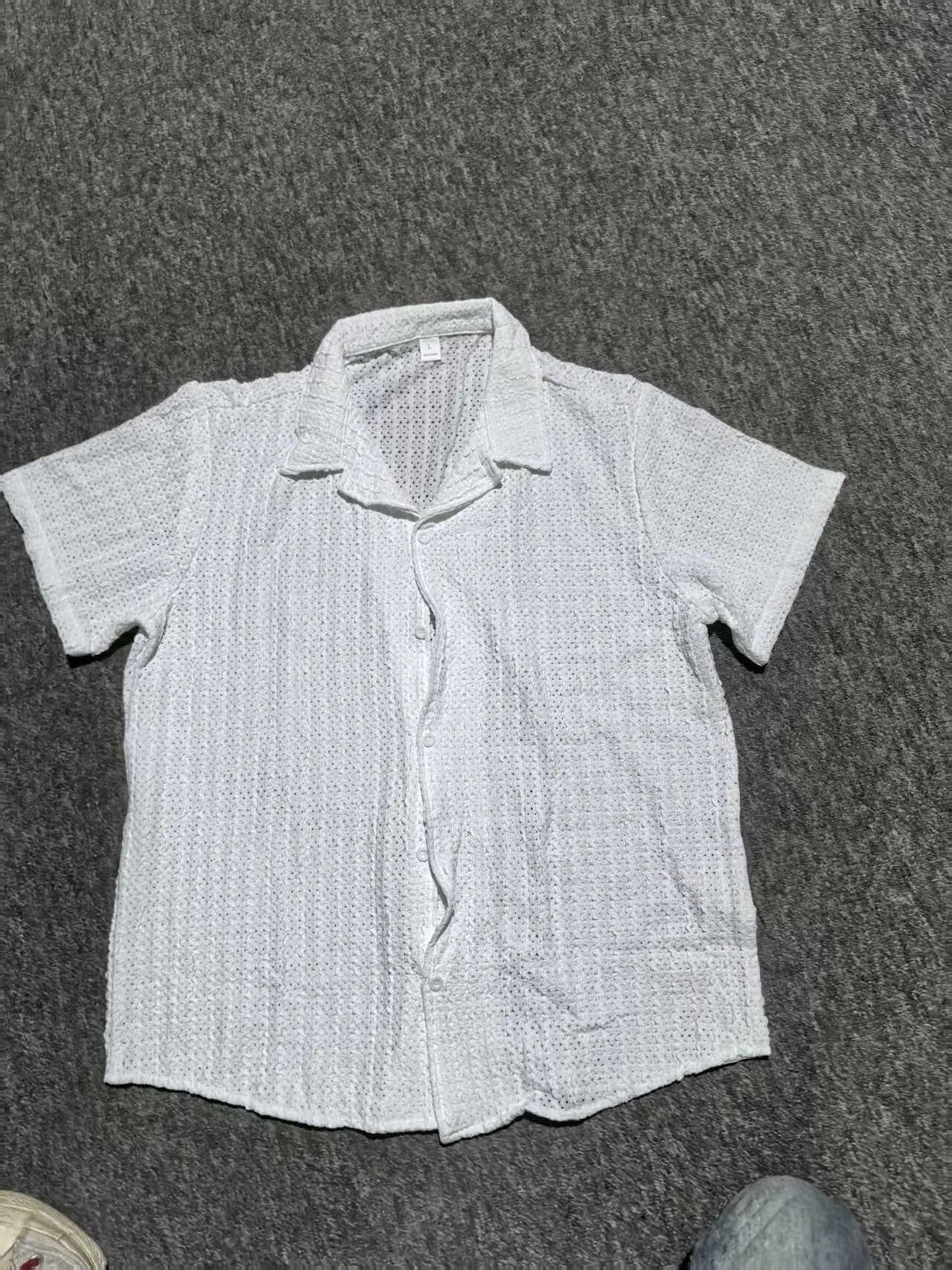 European and American Mens Breathable Hollow Shirt Summer Mens Casual Knitted Shirt Short Sleeved Shirt Short Sleeved Top 260311