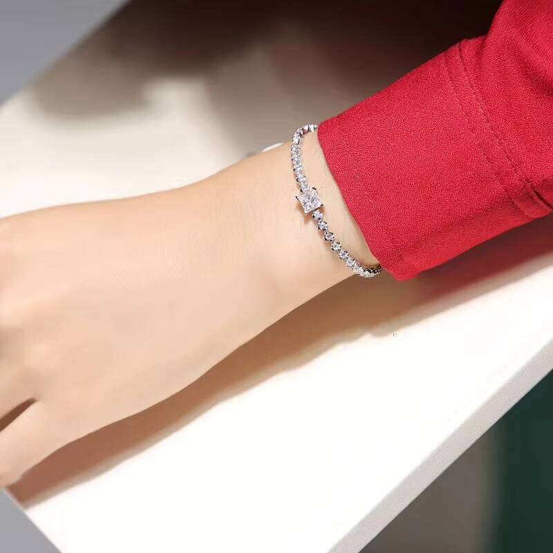 Sterling Sier 1ct Silicon Stone Tennis Chain Women's Bracelet