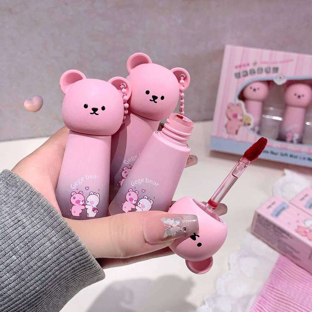 Gege bear Cute Cat Gloss Moisturizing Smooth and Long-lasting Lip Glaze - 4 Shades Easy to Apply Holiday Gifts W260311