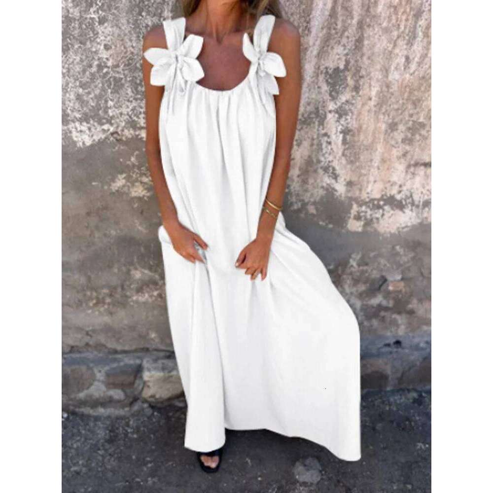 V-neck Solid Color Short Sleeved Lace Up Women's Dress High Street Fashion Elegant Commuting Style Summer Dresses C260312