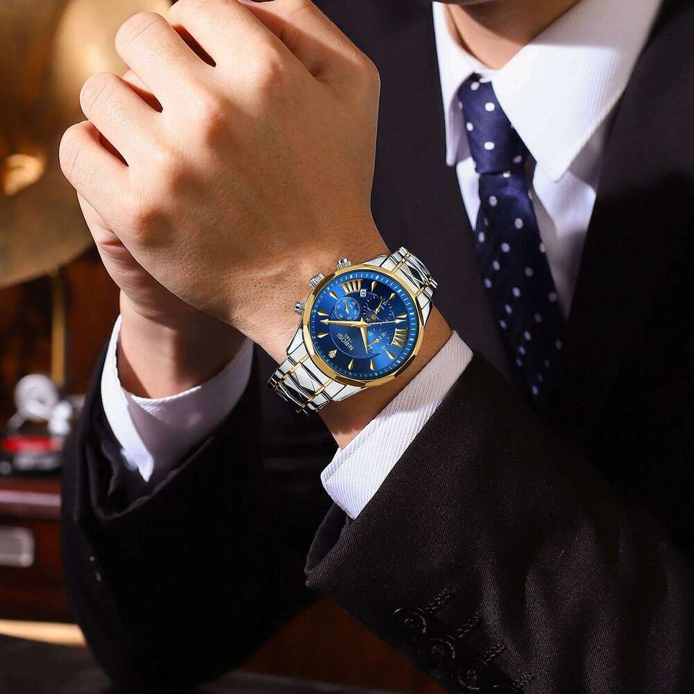 NIBOSI Men's Casual Big Face Chronograph for Fashion Waterproof Luminous Date Analog Quartz Watch Men Reloj Homb