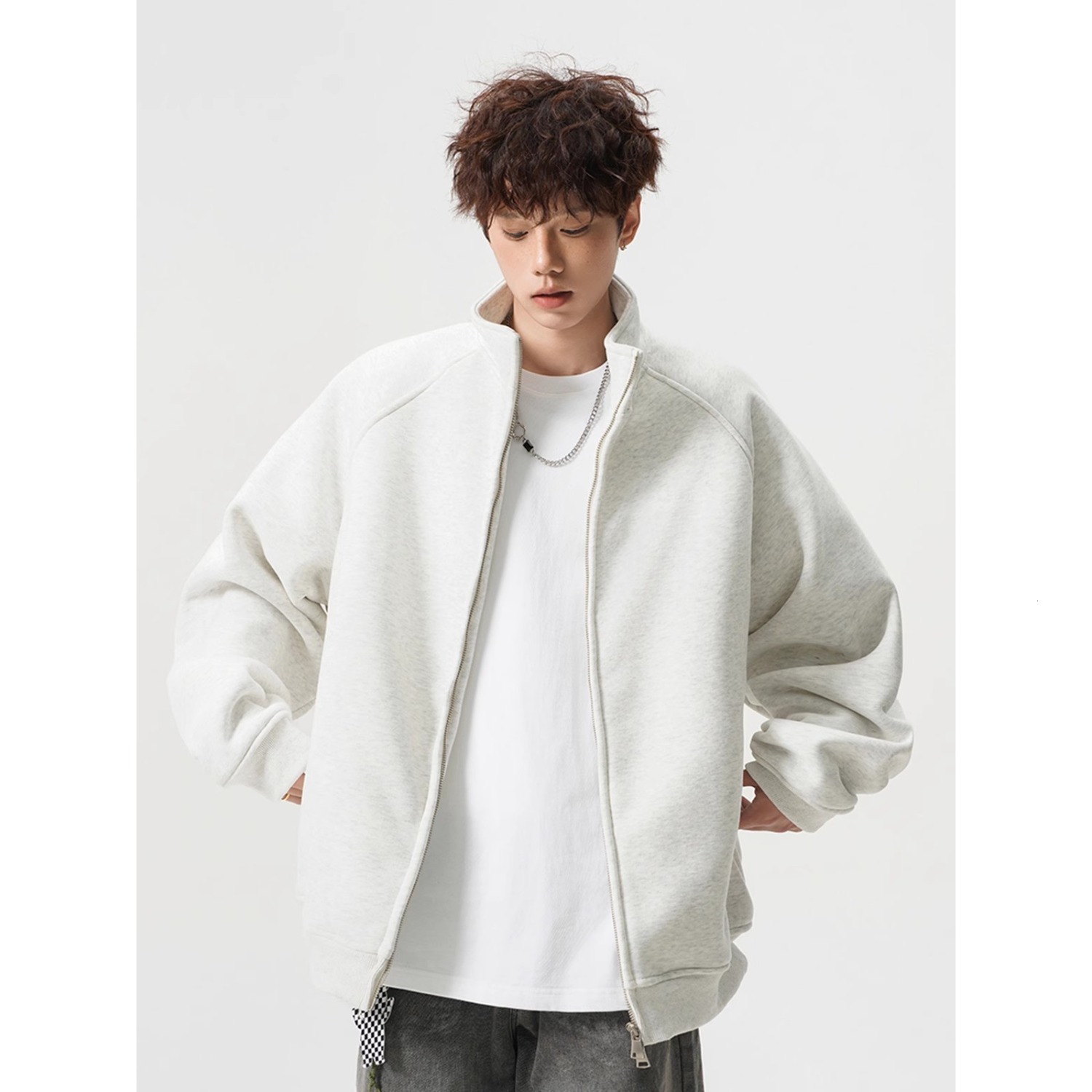 Heavy-duty Double-zipper Cardigan Sweatshirt For Men And Women Suitable For Spring Autumn And Designer Hoodie Winter Loose-fitting Sports Stand-up Col