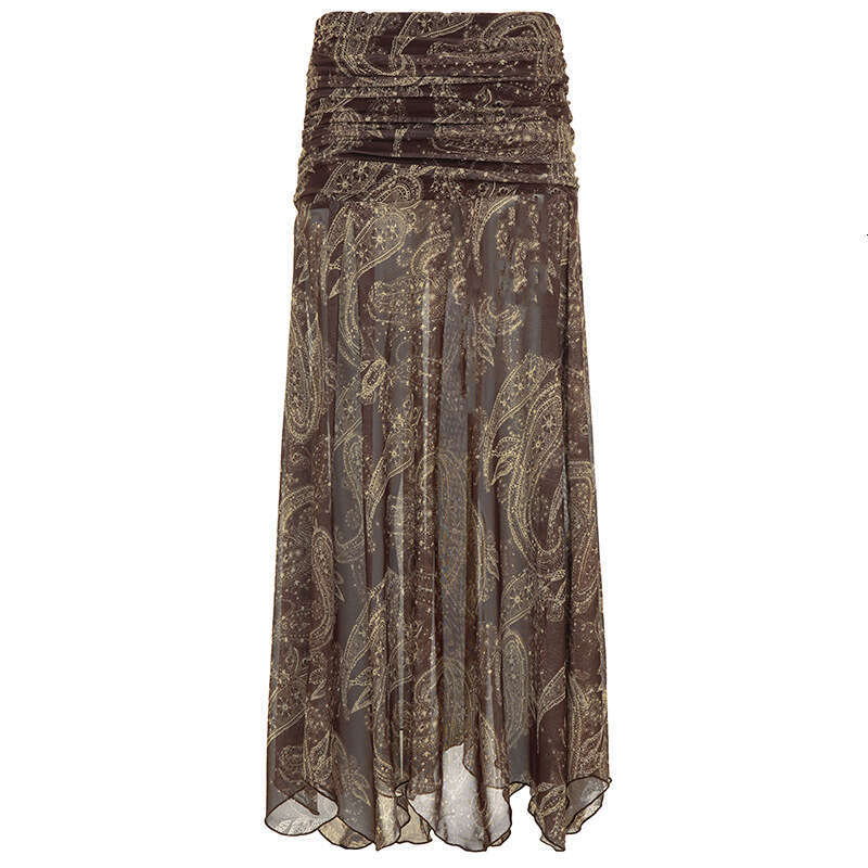 European and American Retro Paisley Print Slim Fit Half Cross-Border Fashion Versatile Comfortable Sexy Hot Girl Long Skirt