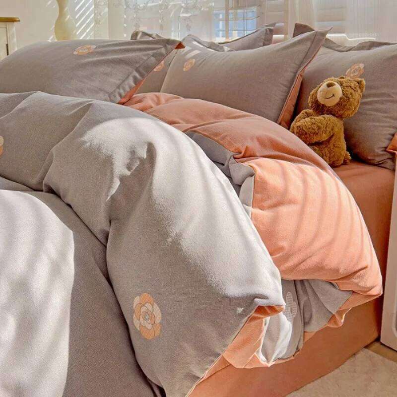 2025 new polished AB surface quilt cover sheet spring and autumn thickened dormitory bed four-piece set H260312