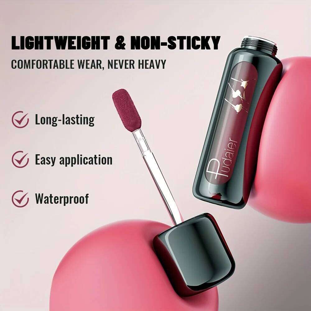1pc Matte Gloss Lip Mud, Velvet Mousse Finish, Highly Pigmented, Smudge-Proof Non-Transfer, Longwear Liquid Lipstick W260311