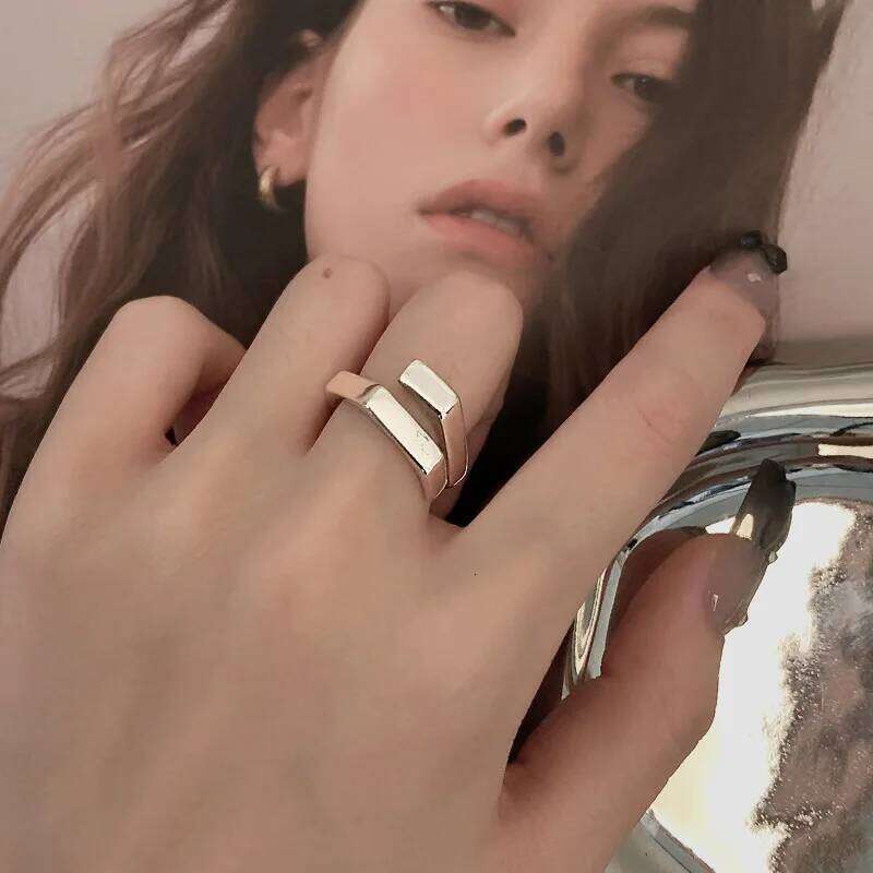 925 Sterling Silver Simple Geometry Adjustable Rings For Women Stackable Designer Jewelry Accessories Prevent Allergy H260312