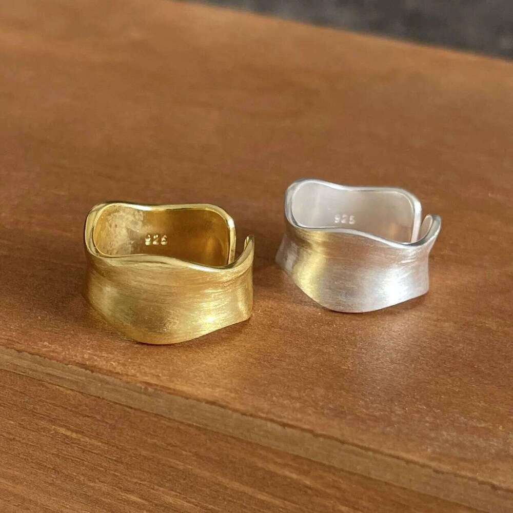 925 Sterling Silver Women Fine Jewelry Finger Adjustable Open Simple Vintage Gold Ring For Party Birthday Gift H260312