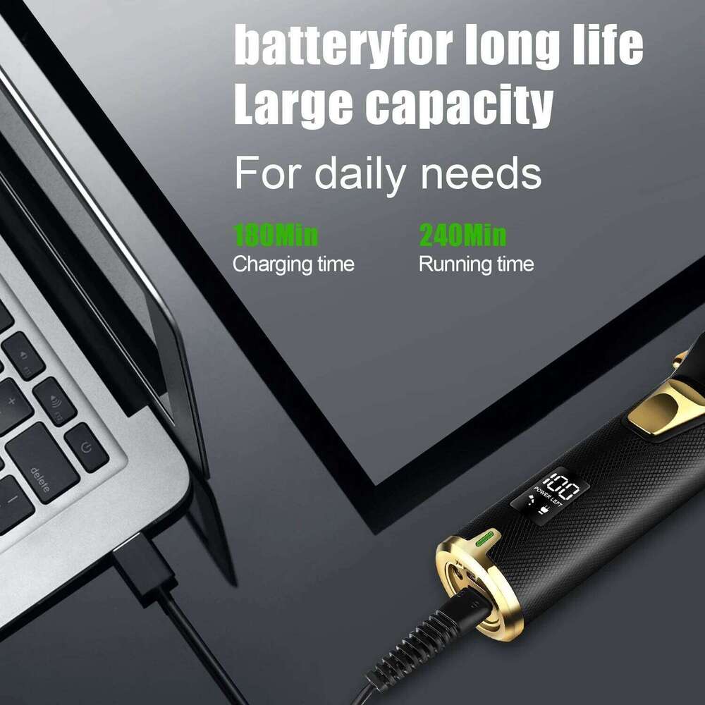 professional high-end men's electric with color metal body new hair clipper LED digital display C260312