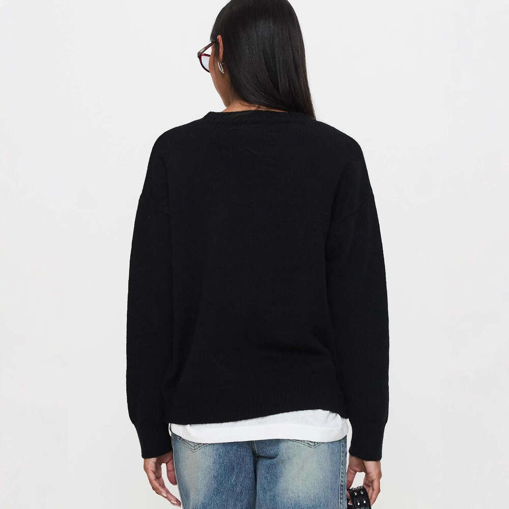 Autumn Winter New Women's Print Knit Sweater Round Neck Oversized Long Sleeve Soft Lazy Style for Casual Daily Wear
