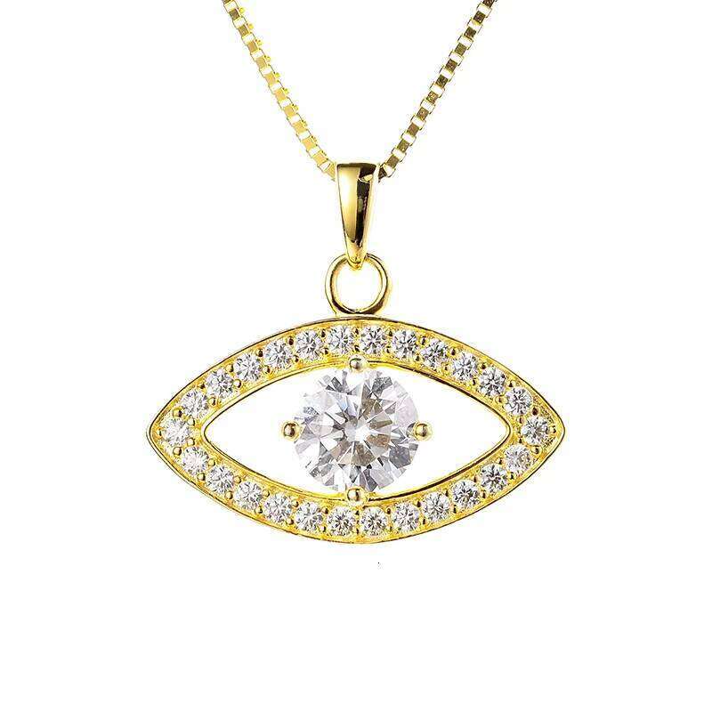 gold Vermeil Pendant Necklace Pure Sier VVS Moissanite Evil Demon Eye Fine Jewelry for Women and Men Gift