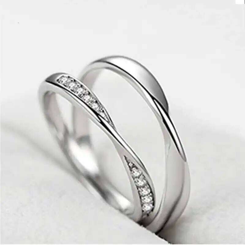 New Fashion Mobius Smooth Couple Rings Classic Silver Color Adjustable Ring For Men Women Wedding Jewelry Valentine's Gift W260311