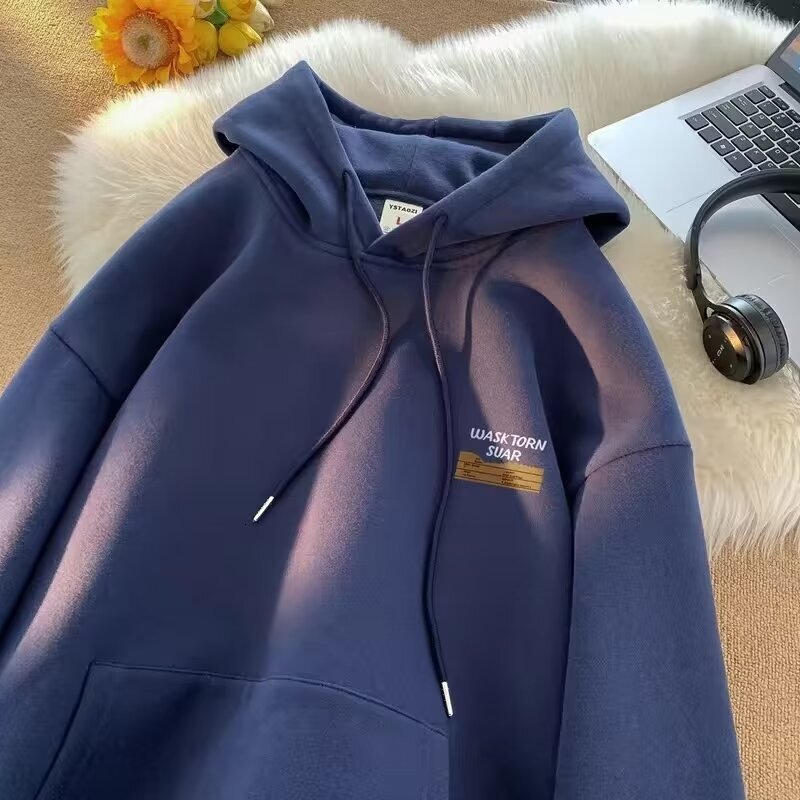 Winter Hooded Printed Sweatshirt For Men Trendy Style Oversized Top Designer Hoodie For Teenagers Loose-fitting Men's Hoodie