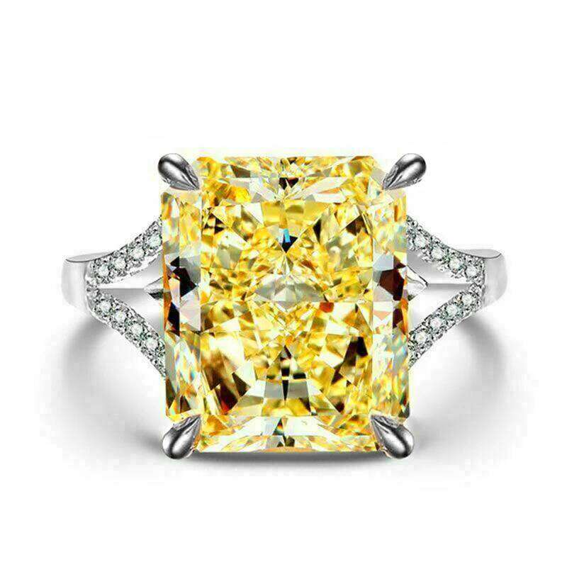 Huitan Square Yellow Cubic Zirconia Women Gorgeous Wedding Anniversary Lady Rings Temperament Elegant Fashion Jewelry Gift H260312