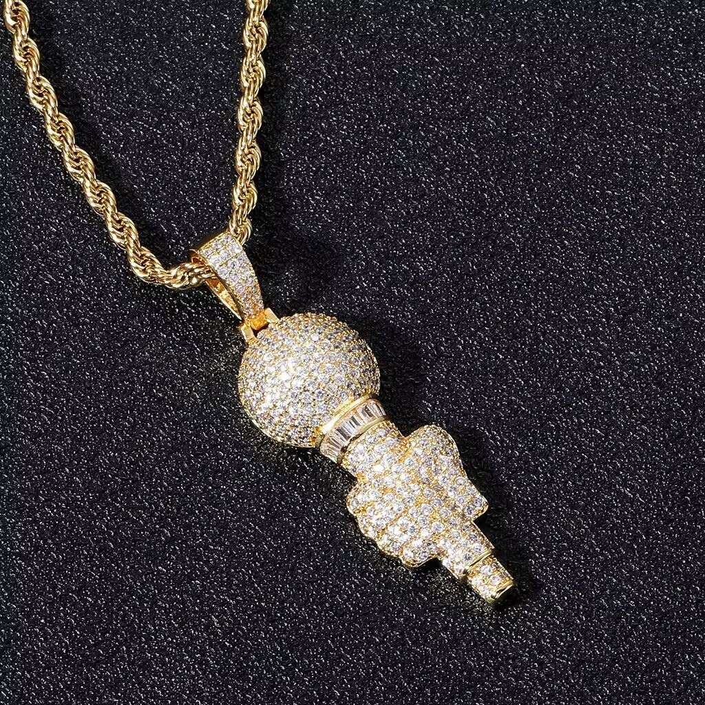 Luxury VVS Moissanite Diamond Pendant 925 Sterling Silver Iced Out Rappers Microphone Hip Hop Bling Charm Singer Gift Jewelry