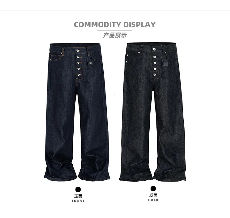MIJKO High Street Cleanfit Drak Blue Jeans for Men and Women Straight Vintage Casual Denim Trousers ZJ089 260310