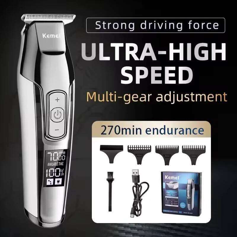 Kemei KM-5027 Electric Clipper Rechargeable Hair Trimmer LCD Display Hairdresser Professional Cutting Machine C260312