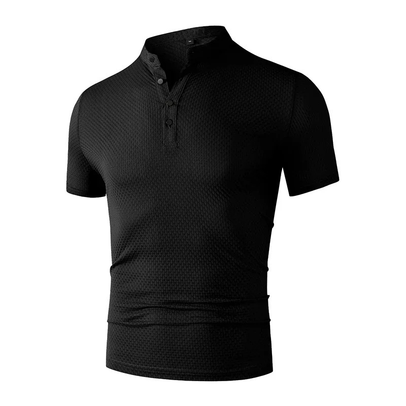 Mens Business Casual Short Sleeved Bone Flower Solid Color POLO Shirt Fashion Breathable Comfortable Summer Versatile Top 260311