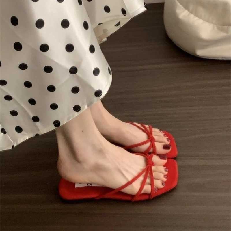 Summer Beach Vacation Flip Flop Womens Flats Slippers Comfort Soft Sole Clip Toe Slides Concise Dress Street Style Shoes K260312