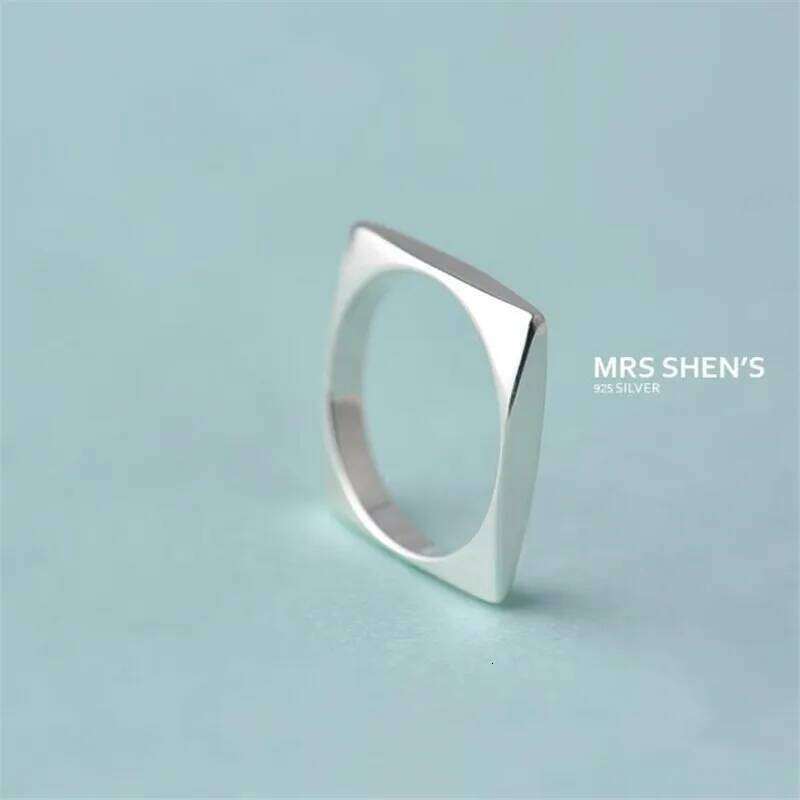 New Simple Popular Inner And Outer Oval Long Fashion Geometric 925 Sterling Silver Jewelry Square Women Opening Rings R098 H260312