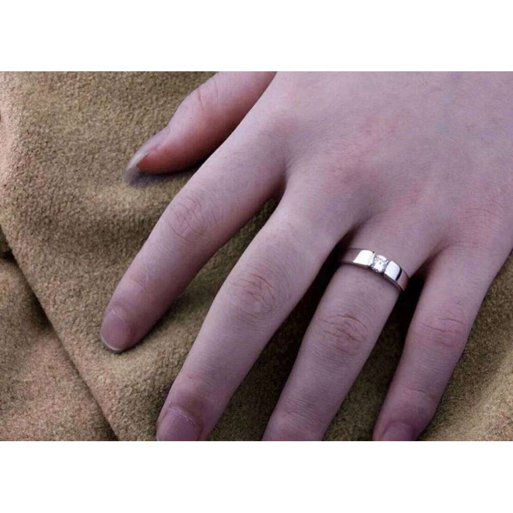 Fine Jewelry Original 925 Sterling Silver Ring Solitaire 6mm 1Ct Diamond Wedding Rings for Women and Men H260312