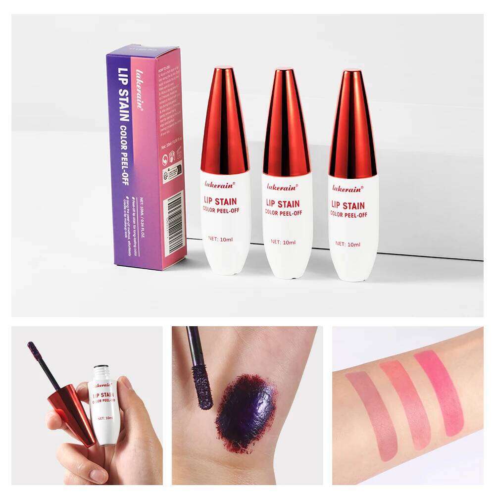 3 Colors Waterproof Lip Stain Color Peel-Off, Not Easy to transfer&Non-stick cup W260311