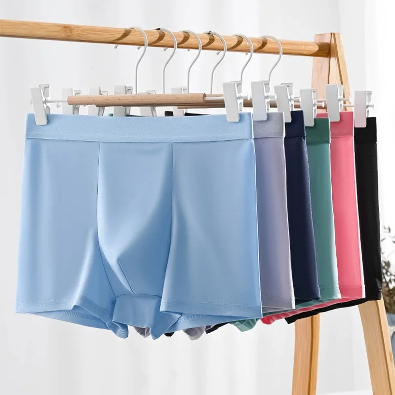 4pcs Ultrathinn Ice Silk Men Boxershorts Man Underwear Breathable Cool Large Size Mens Panties Male Seamless Flat Corner Short 260228