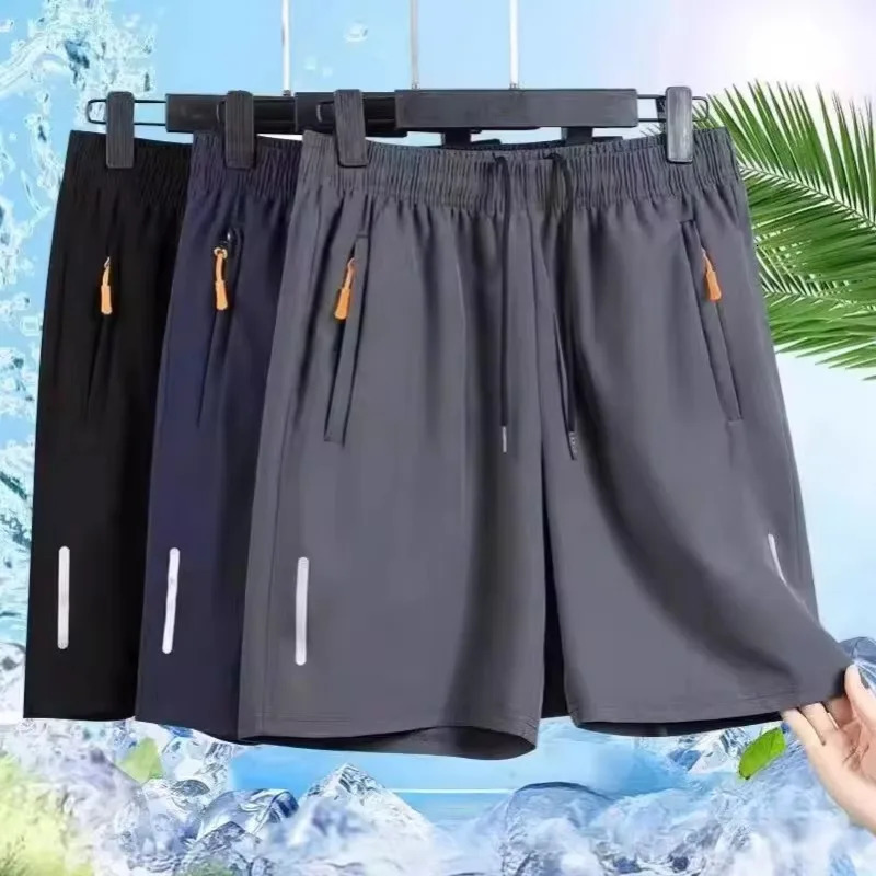 Sports Shorts Man Summer Ice Silk Beach Pants Casual Loose Thin Basketball Running Gym Clothing Sweat Wicking Hygroscopic 260228