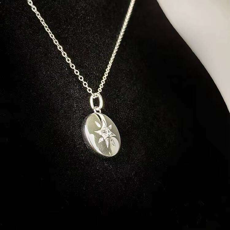 Premium Jewelry Pure Sier Galrming VVS Moissanite Pendant Star Coin Disc Collarbone Necklace Unisex Girl