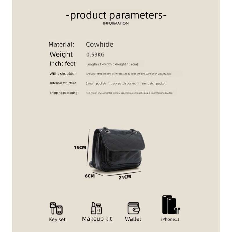 Luxury Shoulder Bags Totes Hobo New Model Messenger Made Of Oil Wax Top Grain Cowhide Genuine Leather Chain Niki Shoulder Bag Crossbody SENYY