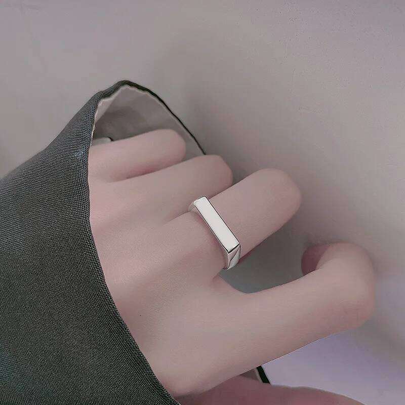 Sterling Silver Smooth Surface Rectangle Rings For Women Wedding Jewelry Accessories Wholesale Argent 925 H260312