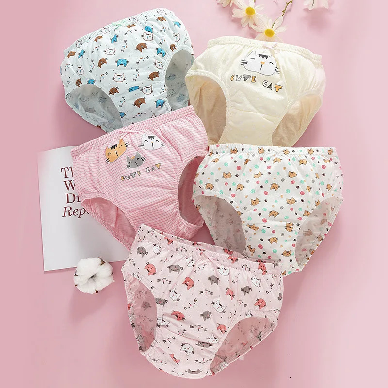 5PcsSet Children Underwear For Girls Cotton Soft Baby Girl Briefs Cute Cartoon Kids Triangle Underpants Exquisite Box Packaging 260311