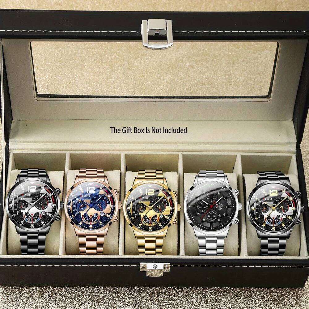 5p/set Business Casual Travel Party Meeting Fashion Quartz Watch Set for Men, Halloween Gifts
