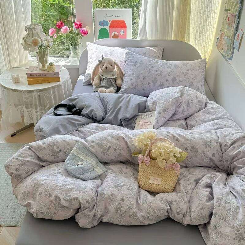 2025 new printing small fresh skin-friendly and comfortable quilt cover four-piece bedding student dormitory three-piece set H260312