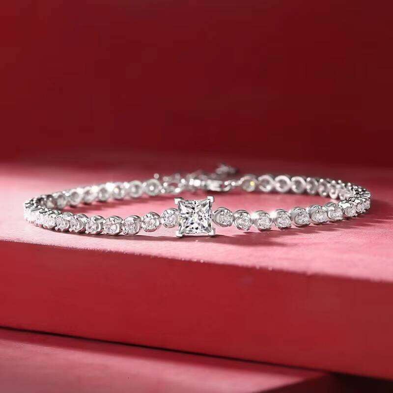 Sterling Sier 1ct Silicon Stone Tennis Chain Women's Bracelet