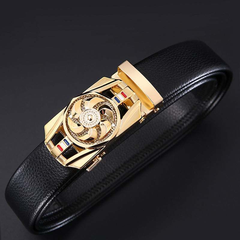 Men's Luxury Diamond-Embellished Belt, Bling Fashion Waist Belt with Red Automatic Needle Buckle, Iron Animal-Pattern Buckle, PU Construction for Outd - view 8