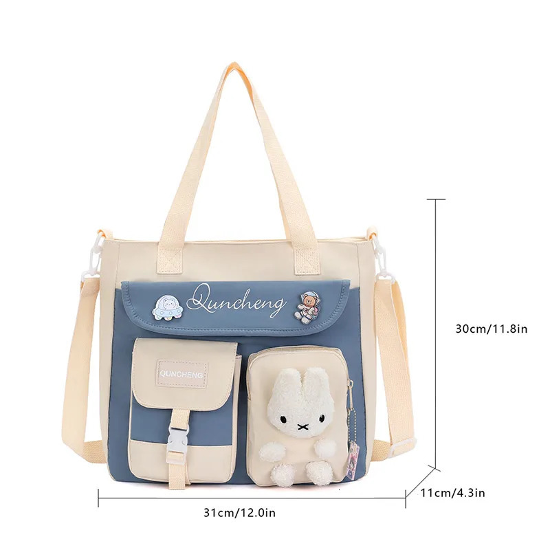 Handbag Student Carrying Book Bag Womens Canvas Large Capacity Zipper Junior High School Tutoring Cros 260311