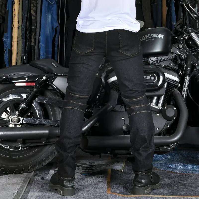 Men's Motorcycle Riding Jeans Pants, Anti-Skid Abrasion Resistant All-Weather Classic Fit Race-Ready Biker Gear 26Y0312