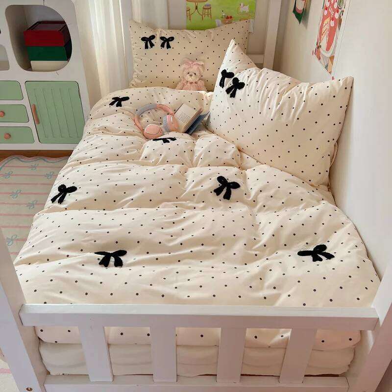 2025 new class A cartoon pure cotton four-piece student small fresh dormitory quilt cover bed sheet three-piece set H260312