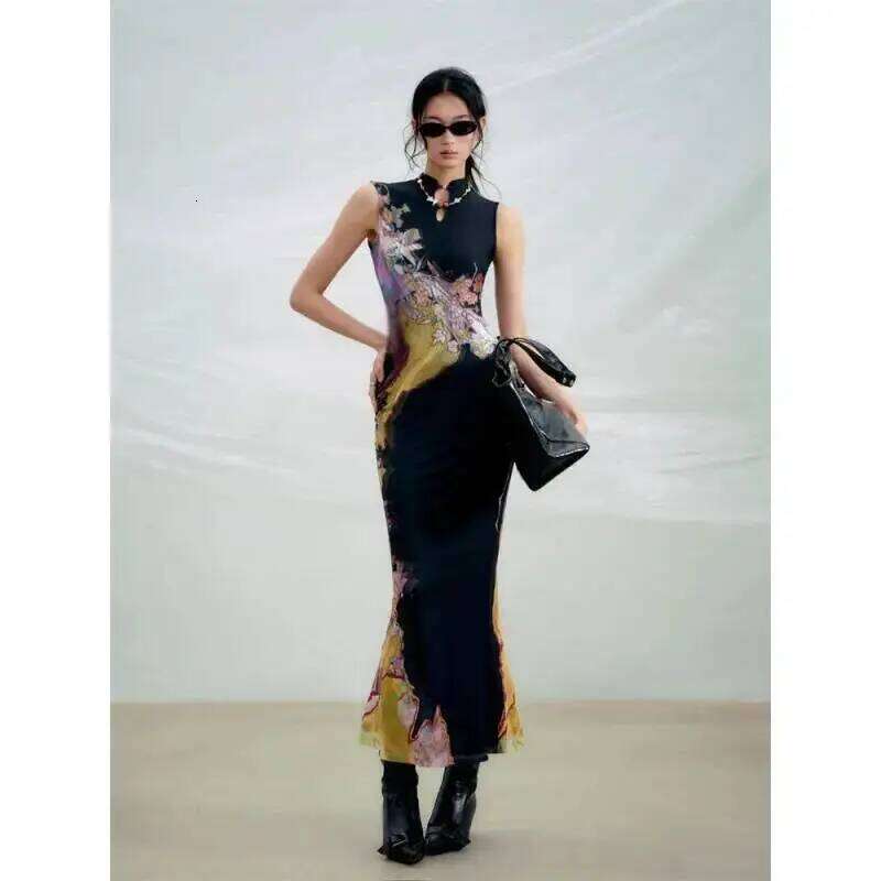 Gradient Unique Design Exquisite Beautiful Print for Women Summer New Long Dress C260311