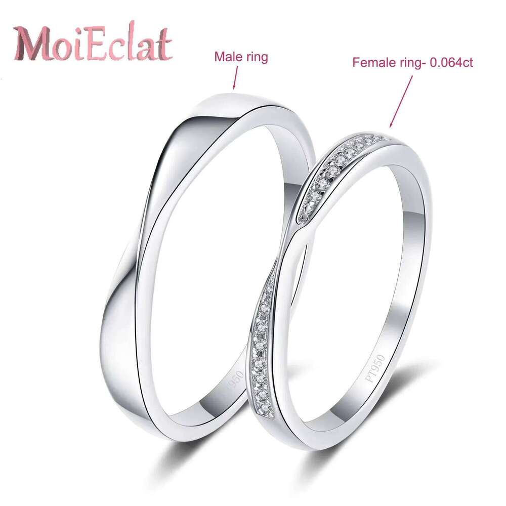 Gorgeous Valentine's Day Gift Platinum Couple Ring for Women & Men, Moissanite Cluster Design Pt950 Fine Jewelry Birthday Gifts H260312